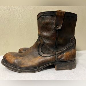 Bed Stu Distressed Moto Boots Rockabilly Cognac Rustic Size 11 Leather